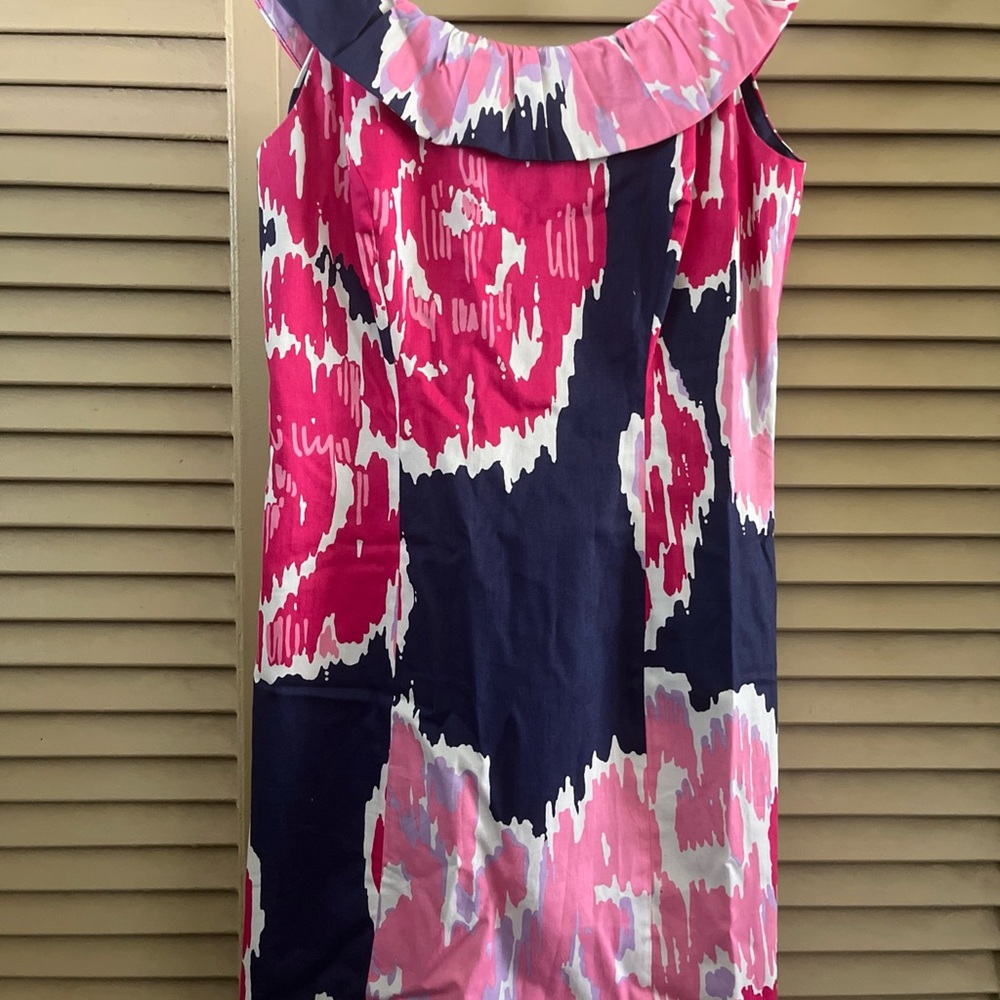 Lilly Pulitzer Navy Dress with Pink Abstract  Print